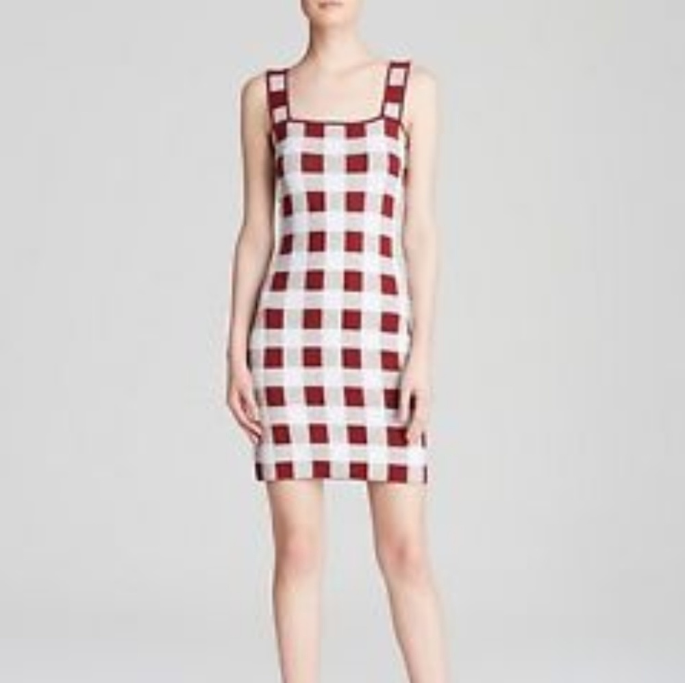 Gorgeous red and white plad ope back theory dress